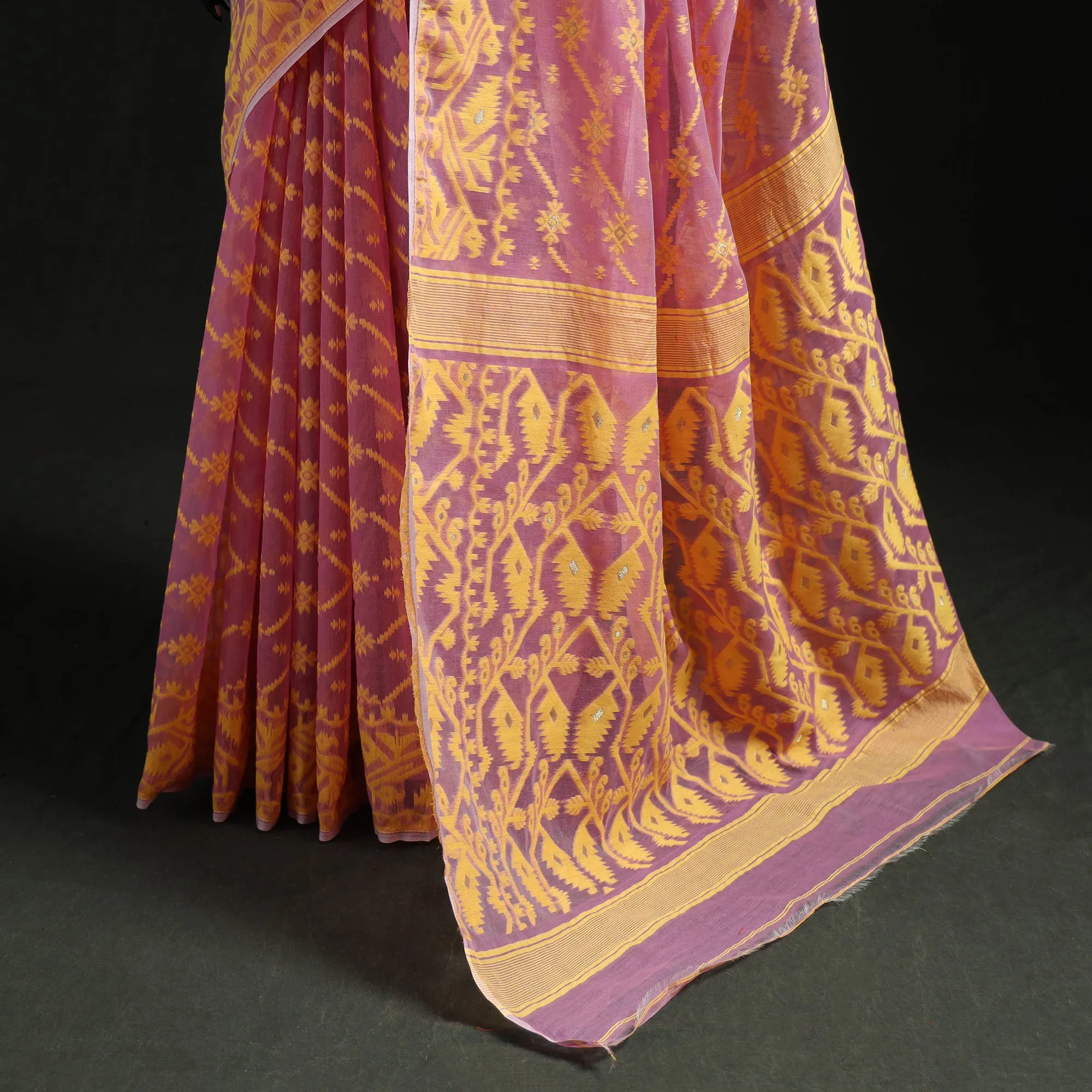 Pink - Silk Cotton Dhakai Jamdani Saree 07 sold by Itokri product image thumbnail 4