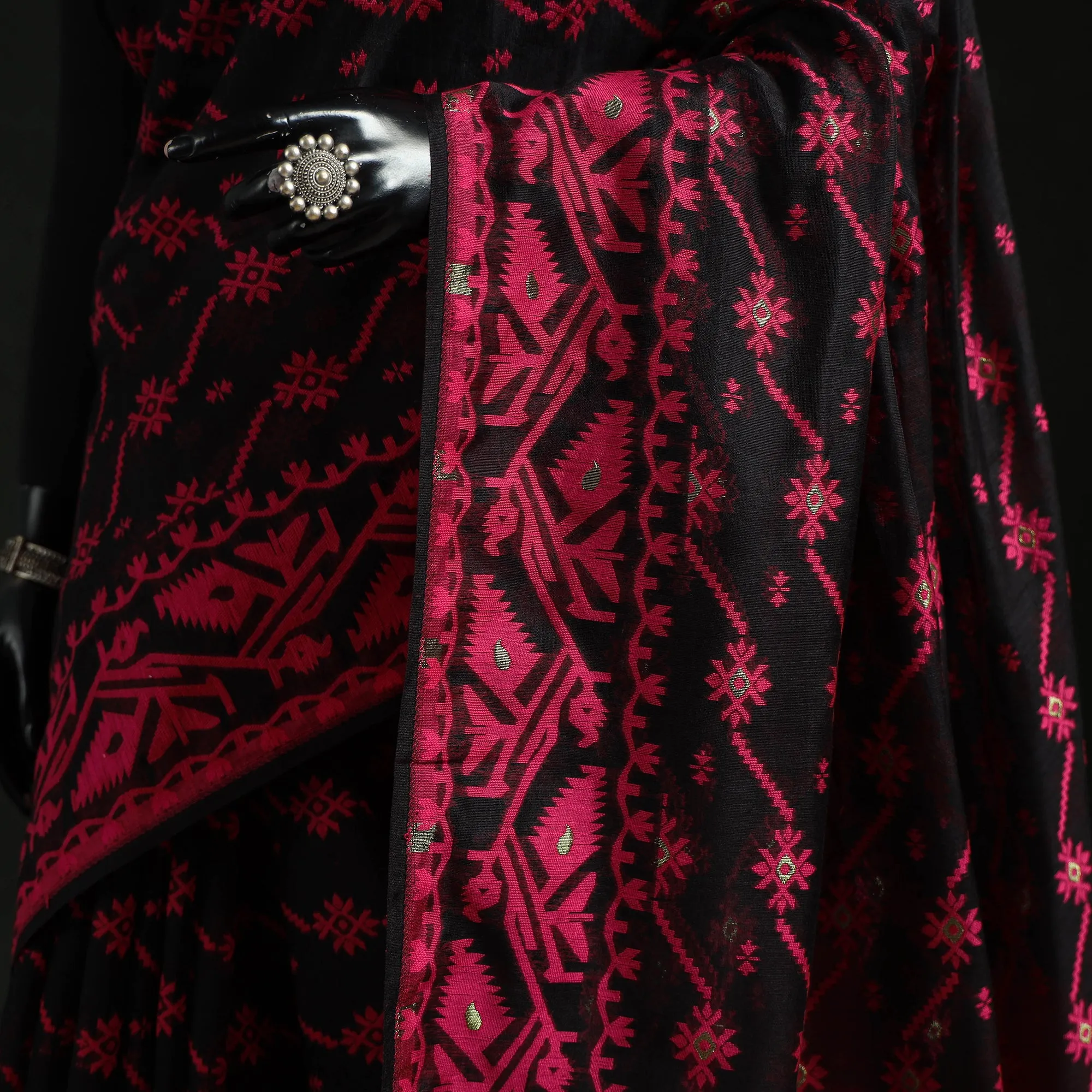 Pink - Silk Cotton Dhakai Jamdani Saree 06 sold by Itokri product image thumbnail 3