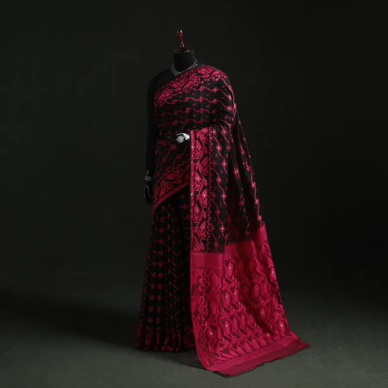 Pink - Silk Cotton Dhakai Jamdani Saree  06 made by Itokri