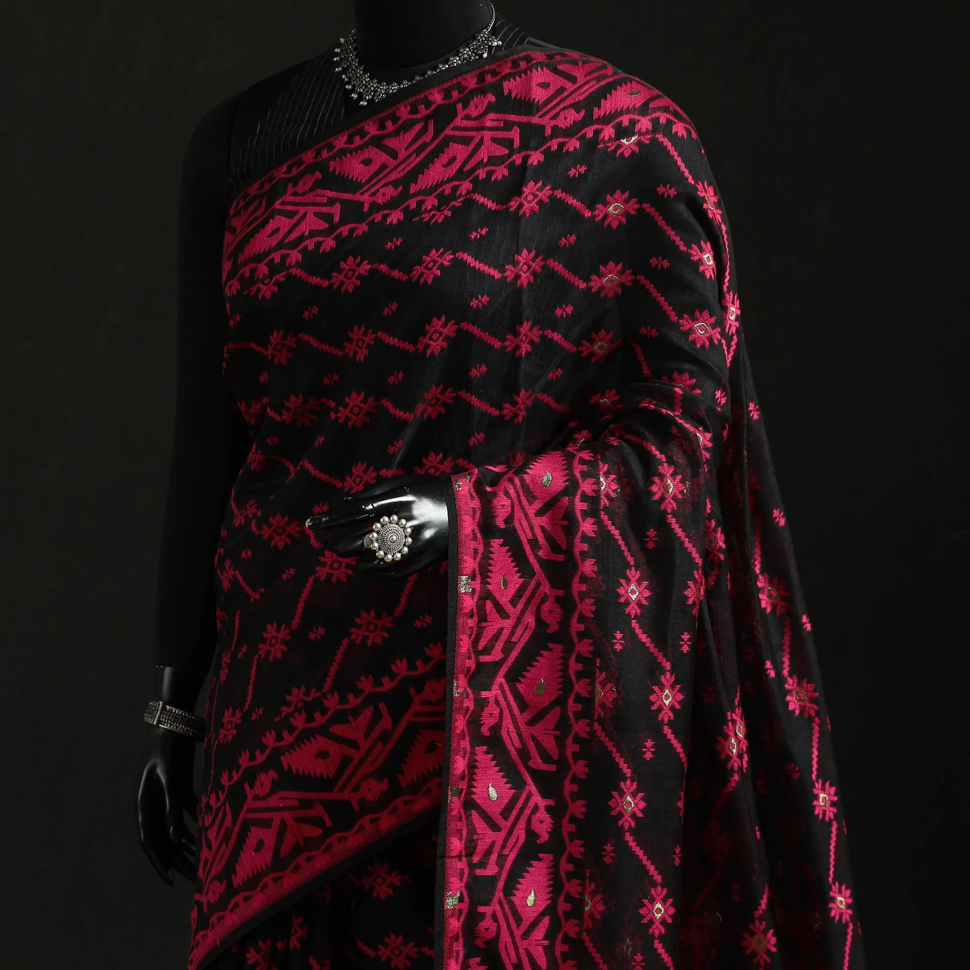 Pink - Silk Cotton Dhakai Jamdani Saree 06 sold by Itokri product image thumbnail 2