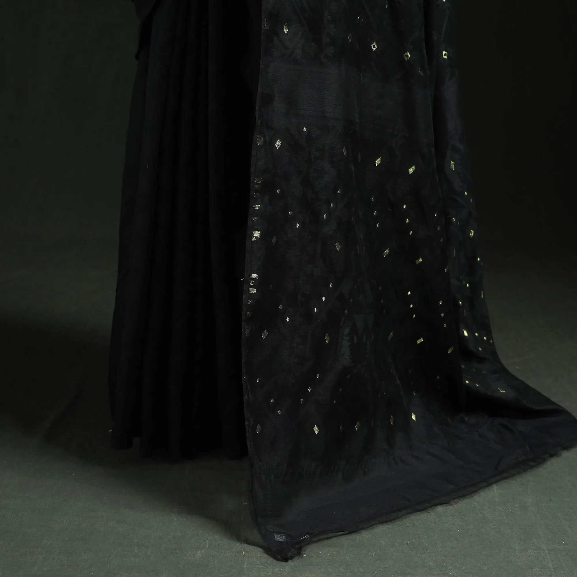 Black - Silk Cotton Dhakai Jamdani Saree 19 sold by Itokri product image thumbnail 4