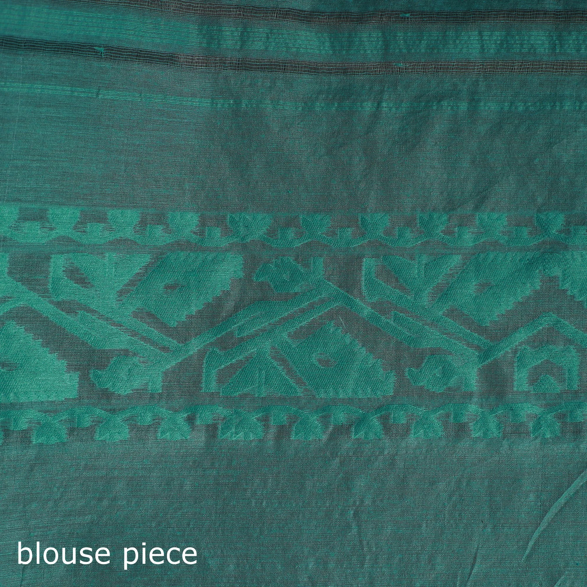 Green - Silk Cotton Dhakai Jamdani Saree 18 sold by Itokri product image thumbnail 5