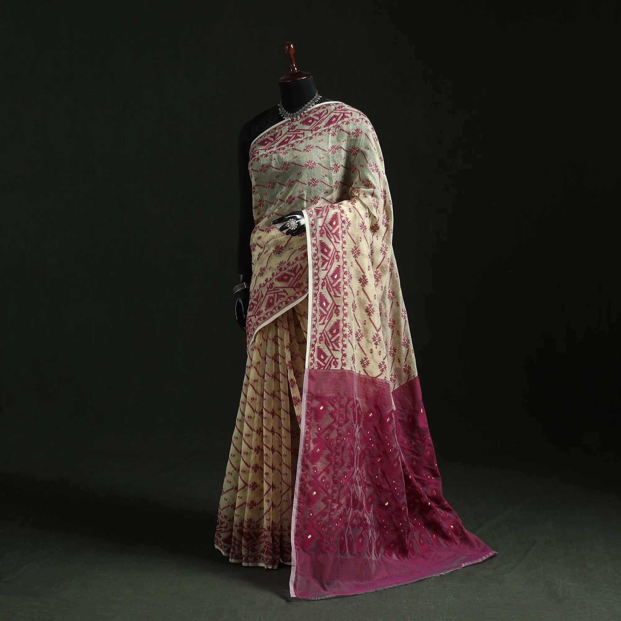 Silk Cotton Dhakai Jamdani Saree 15 sold by Itokri