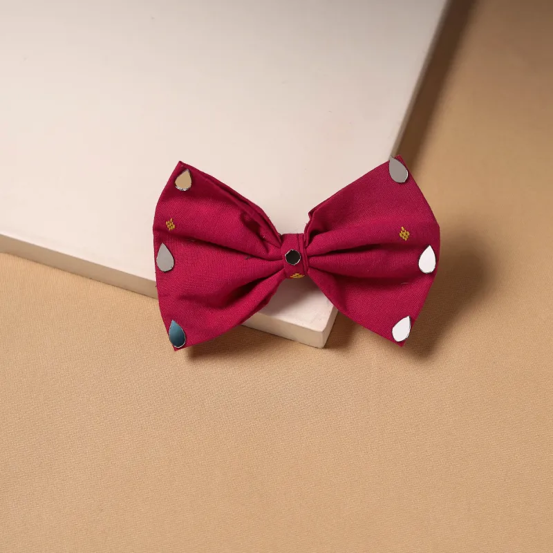 Pink - Mirror Work Women's Bow Hair Clip 04 made by Itokri