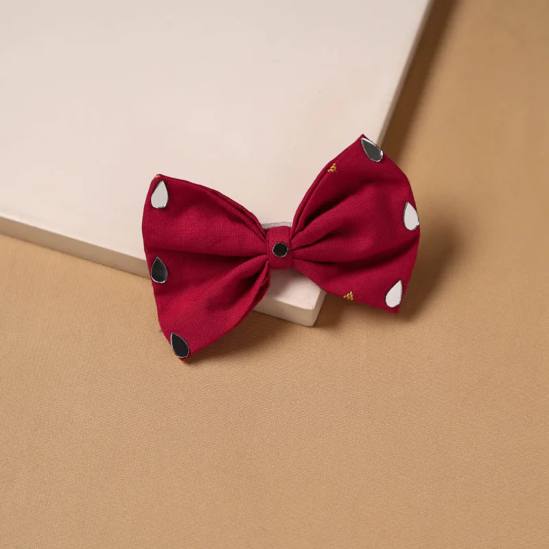 Red - Mirror Work Women's Bow Hair Clip 67 made by Itokri