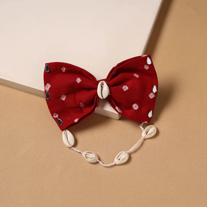 Red - Shell Work Women's Bow Hair Clip 63 made by Itokri