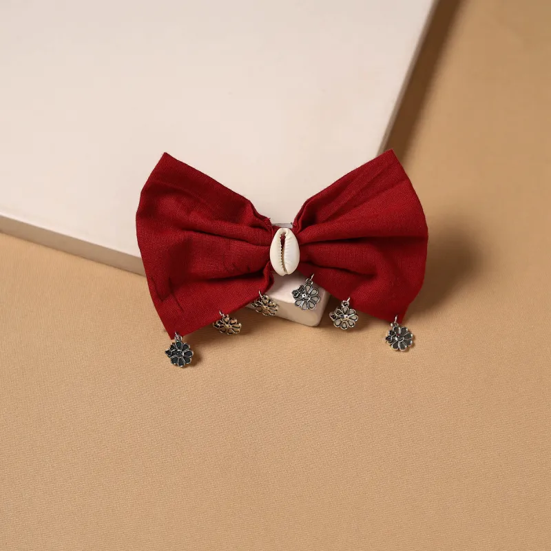 Red - GS Shell Work Women's Bow Hair Clip 59 made by Itokri