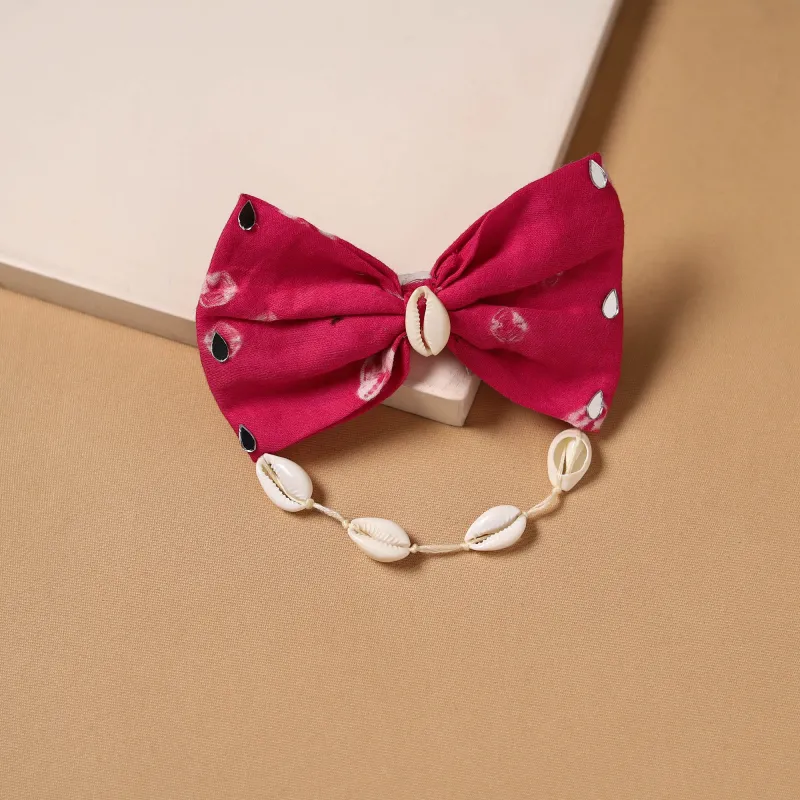 Pink - Mirror Shell Work Women's Bow Hair Clip 35 made by Itokri