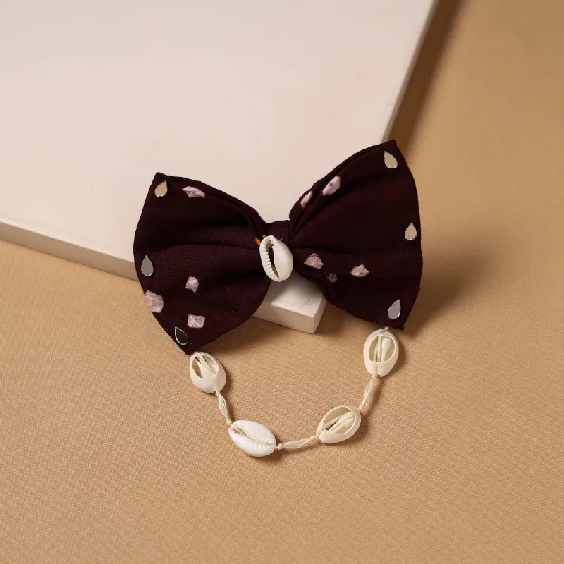 Maroon - Mirror Shell Work Women's Bow Hair Clip 28 made by Itokri