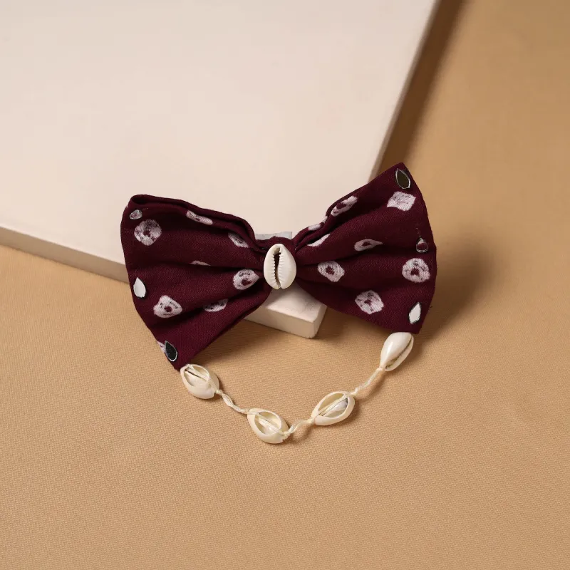 Maroon - Mirror Shell Work Women's Bow Hair Clip 27 made by Itokri