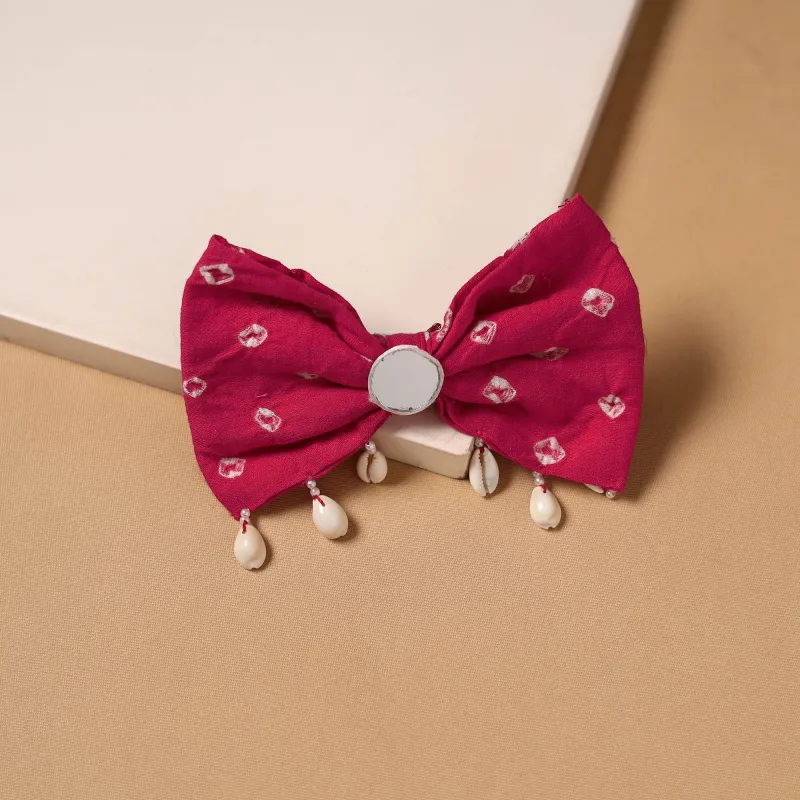 Pink - Mirror Shell Work Women's Bow Hair Clip 16 made by Itokri
