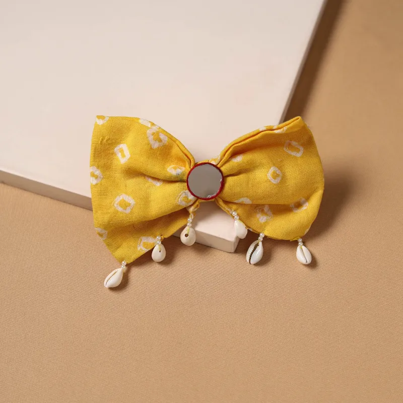 Yellow - Mirror Shell Work Women's Bow Hair Clip 13 made by Itokri