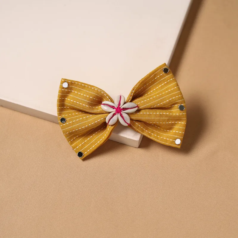 Yellow - Mirror Shell Work Women's Bow Hair Clip 08 made by Itokri