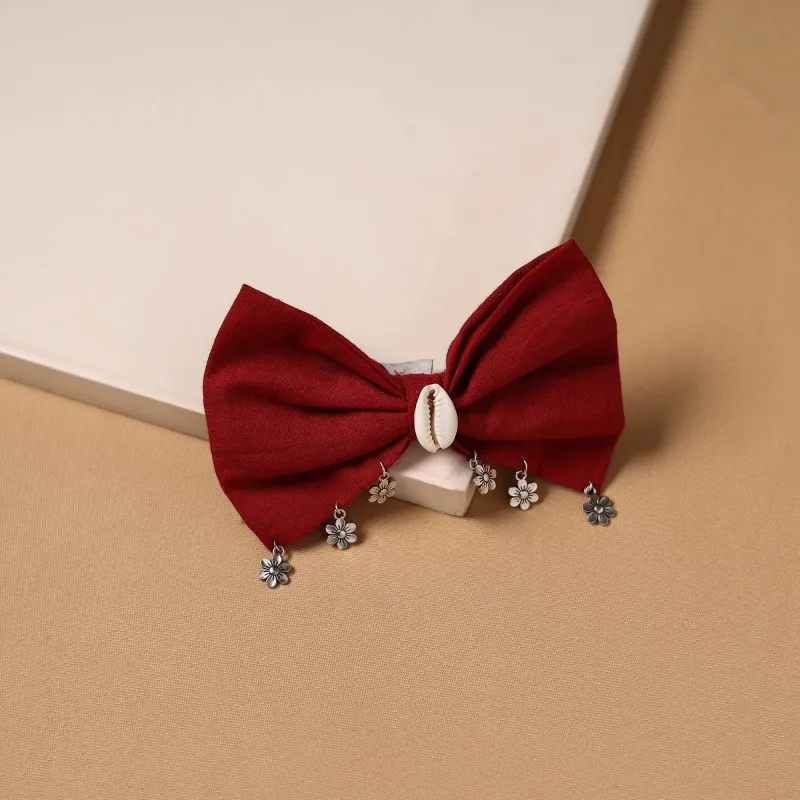 Red - GS Shell Work Women's Bow Hair Clip 47 made by Itokri