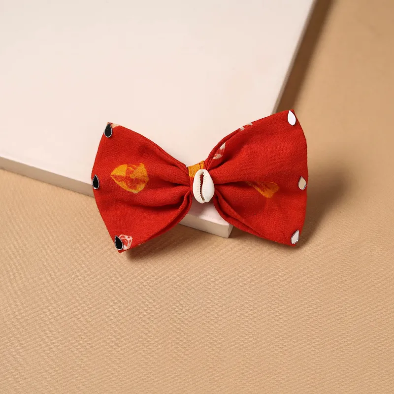 Red - Mirror Shell Work Women's Bow Hair Clip 06 made by Itokri