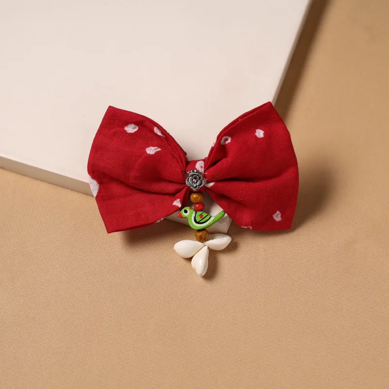 Red - Shell Work Women's Bow Hair Clip 05 made by Itokri