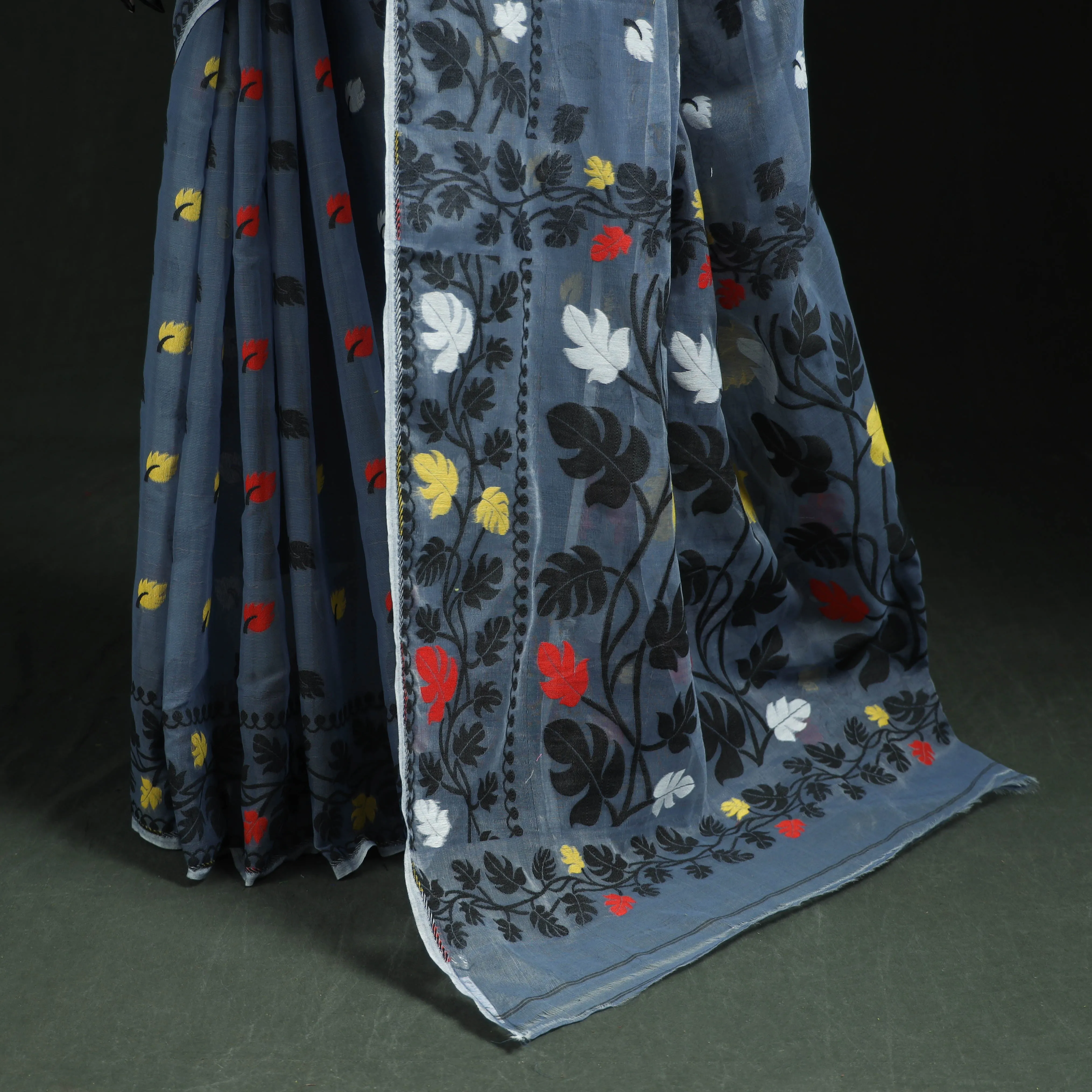 Blue - Silk Cotton Dhakai Jamdani Saree 12 sold by Itokri product image thumbnail 4