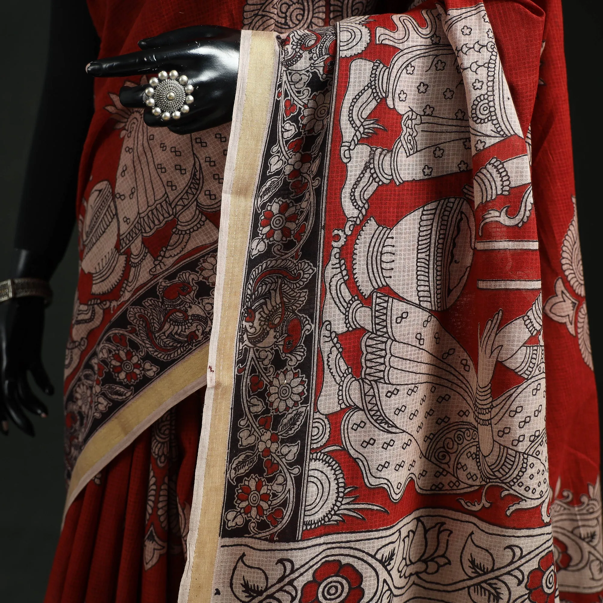 Kota Doria Cotton Printed Kalamkari Saree 11 sold by Itokri product image thumbnail 3