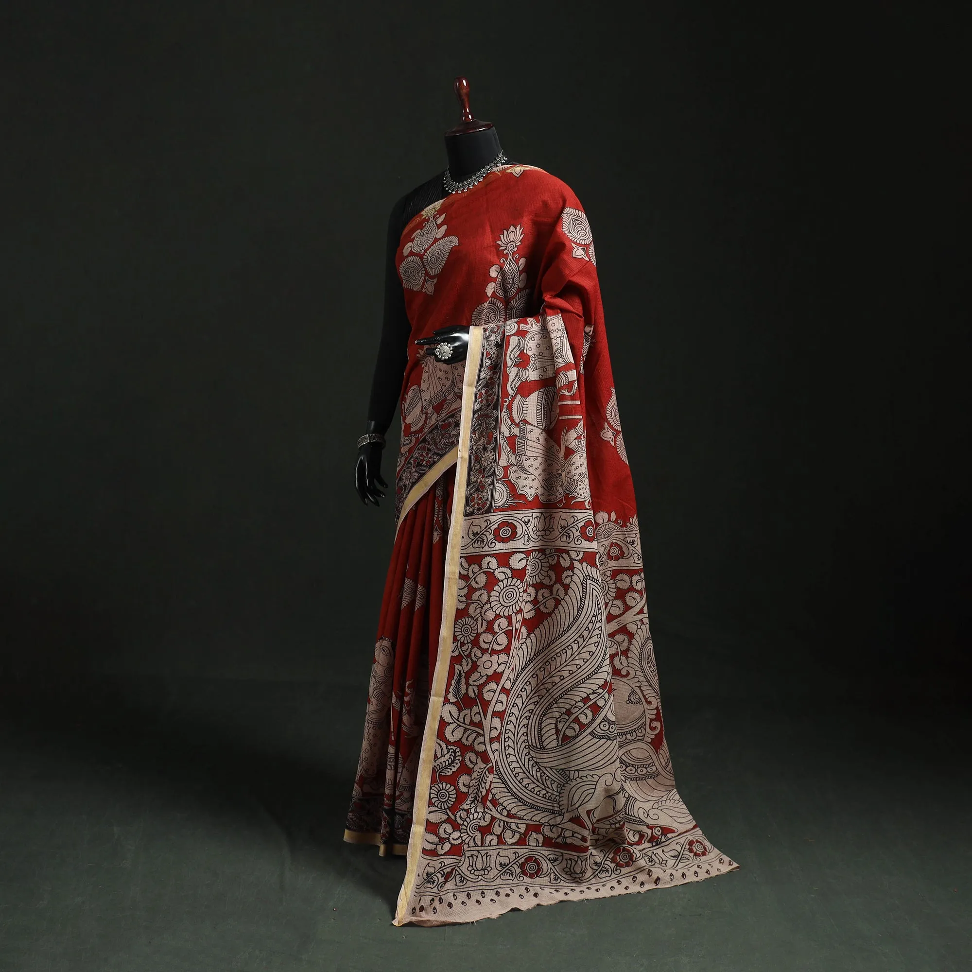 Kota Doria Cotton Printed Kalamkari Saree 11 sold by Itokri