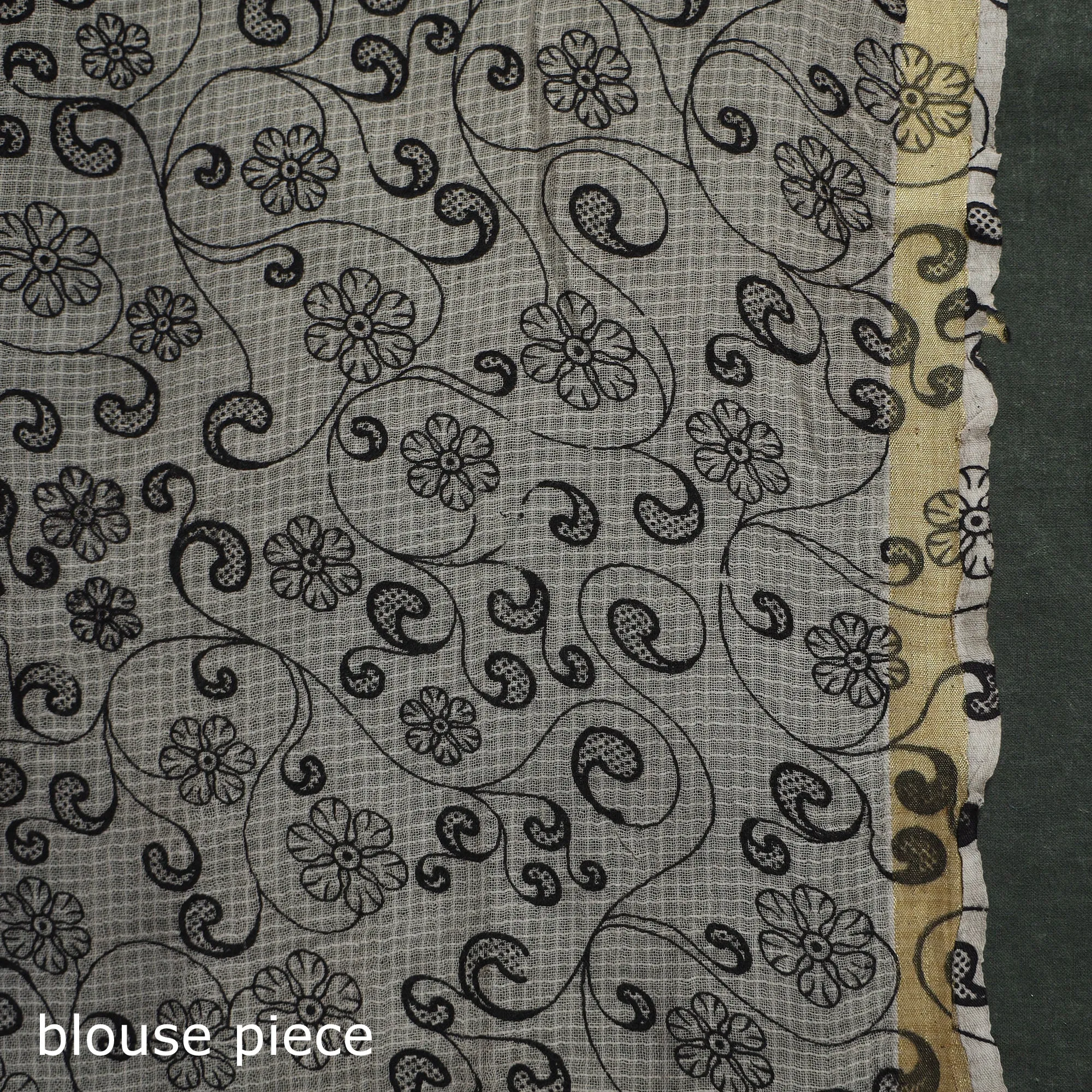 Black - Kota Doria Cotton Printed Kalamkari Saree 16 sold by Itokri product image thumbnail 5