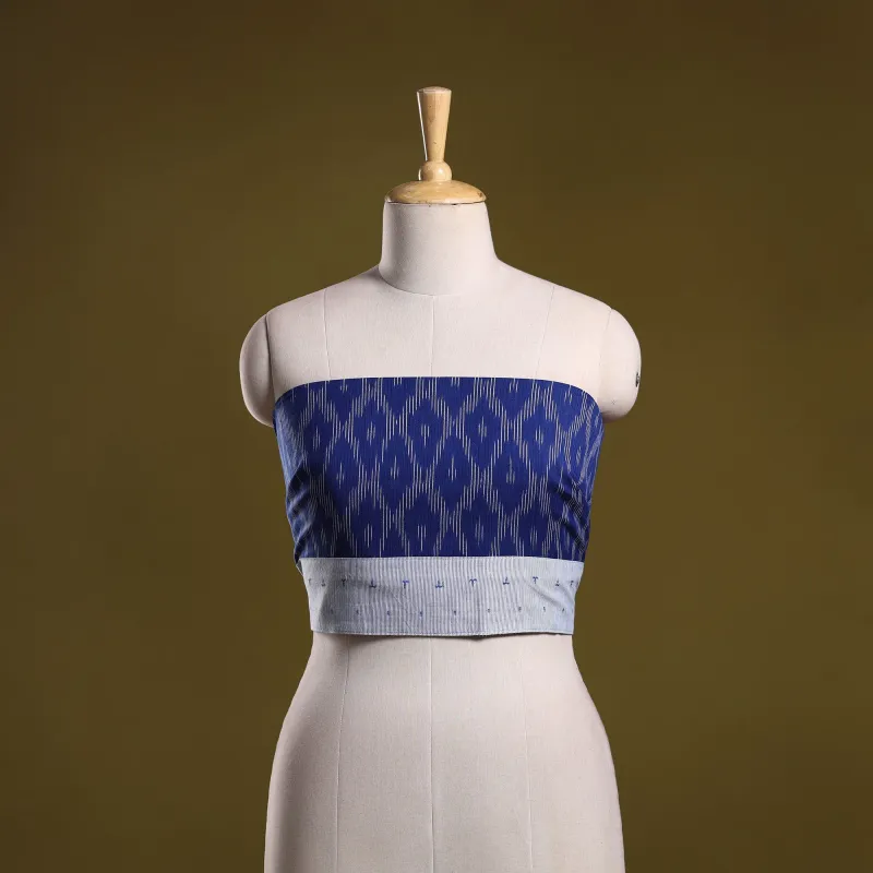 Blue - Cotton Pochampally Ikat Blouse Piece 30 made by Itokri