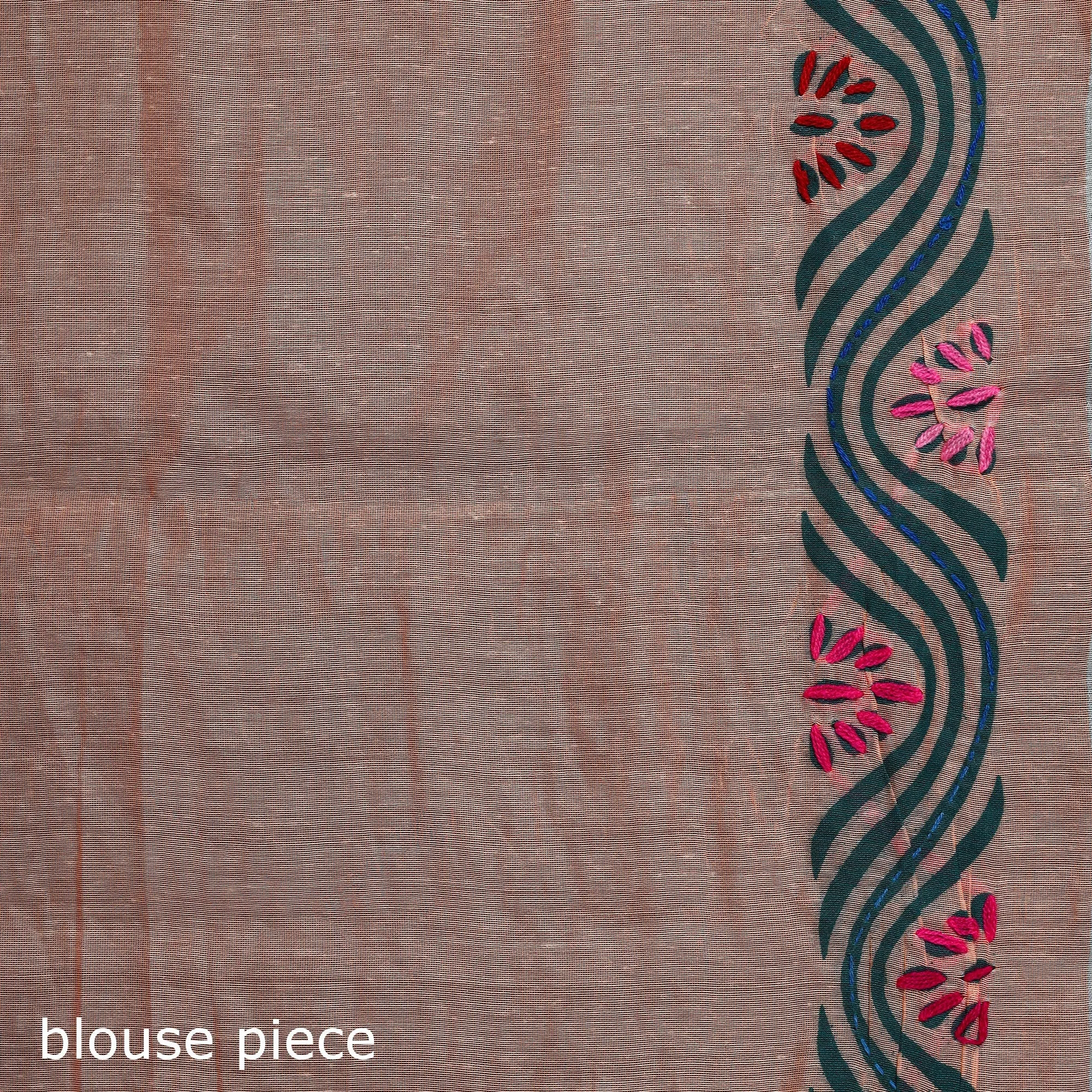 Peach - Hand Embroidered Chanderi Silk Chapa Work Phulkari Saree 21 sold by Itokri product image thumbnail 5