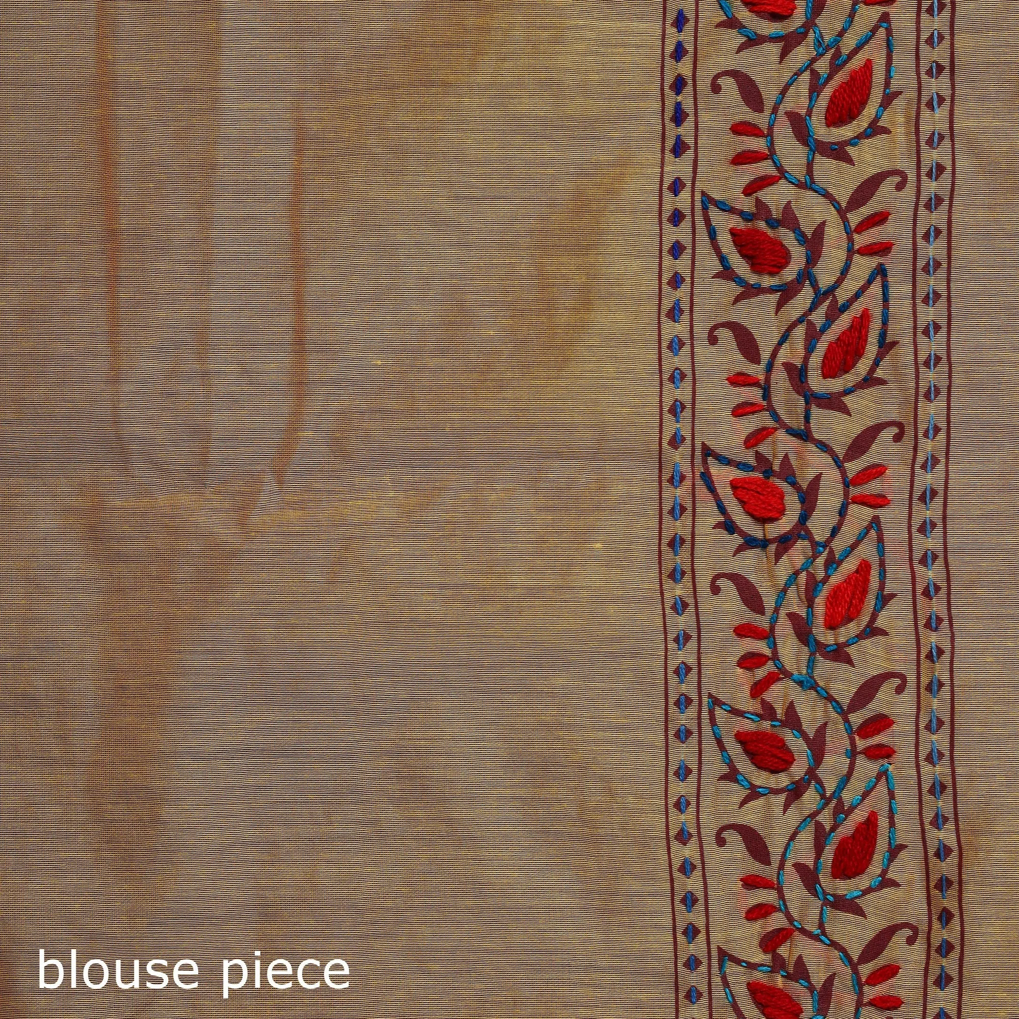 Hand Embroidered Chanderi Silk Chapa Work Phulkari Saree 26 sold by Itokri product image thumbnail 5