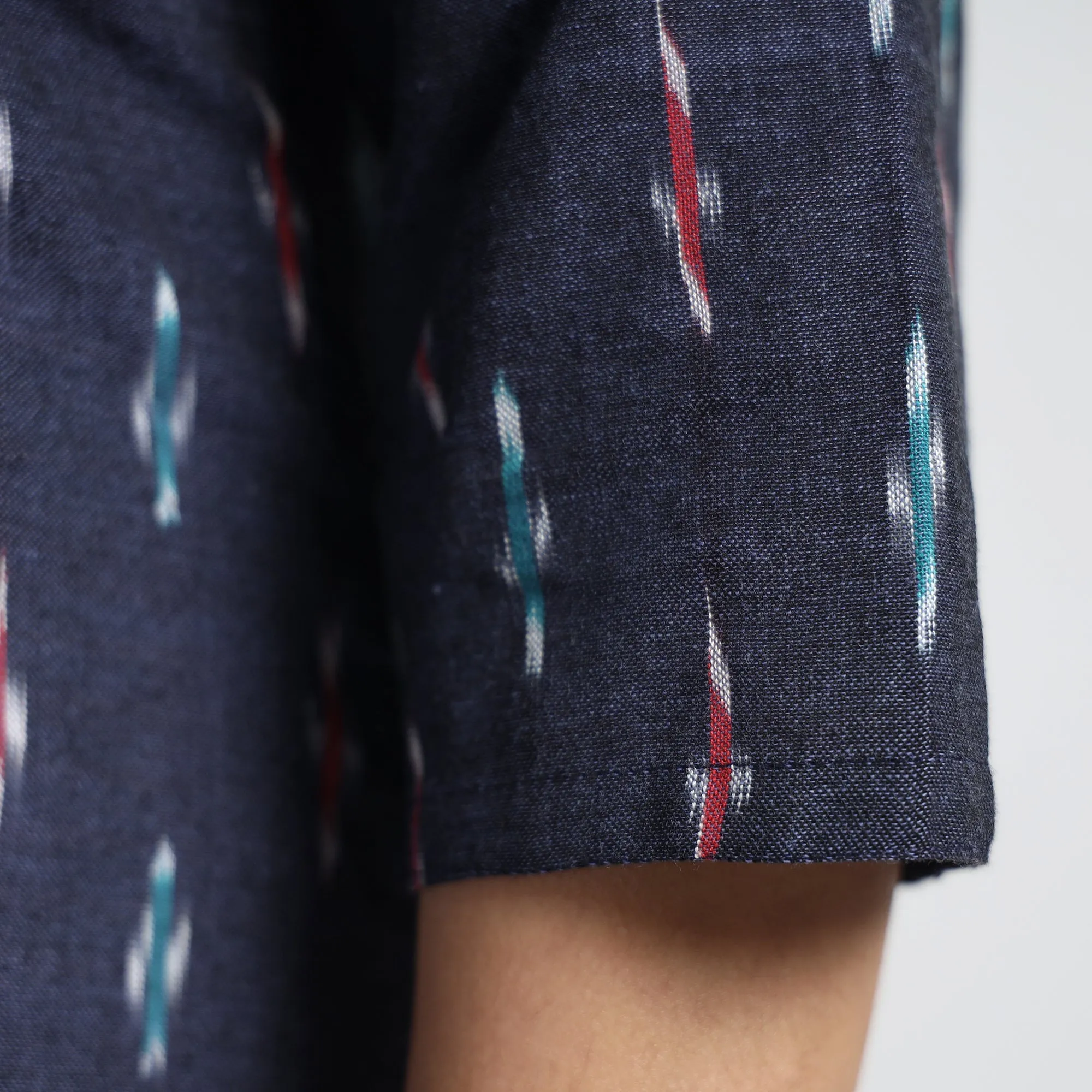 Blue - Dark Purple - Pochampally Ikat Weave Cotton A-Line Kurta sold by Itokri product image thumbnail 5