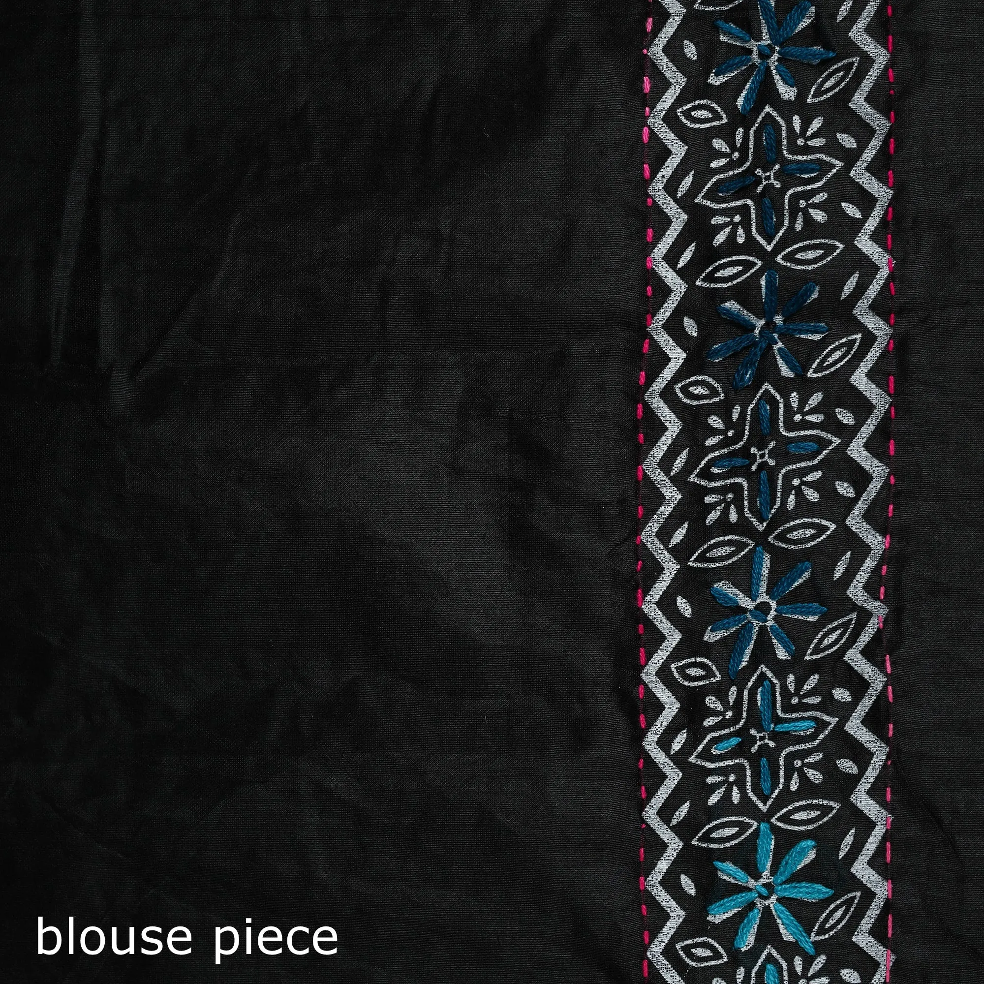 Hand Embroidered Chanderi Silk Chapa Work Phulkari Saree 20 sold by Itokri product image thumbnail 5