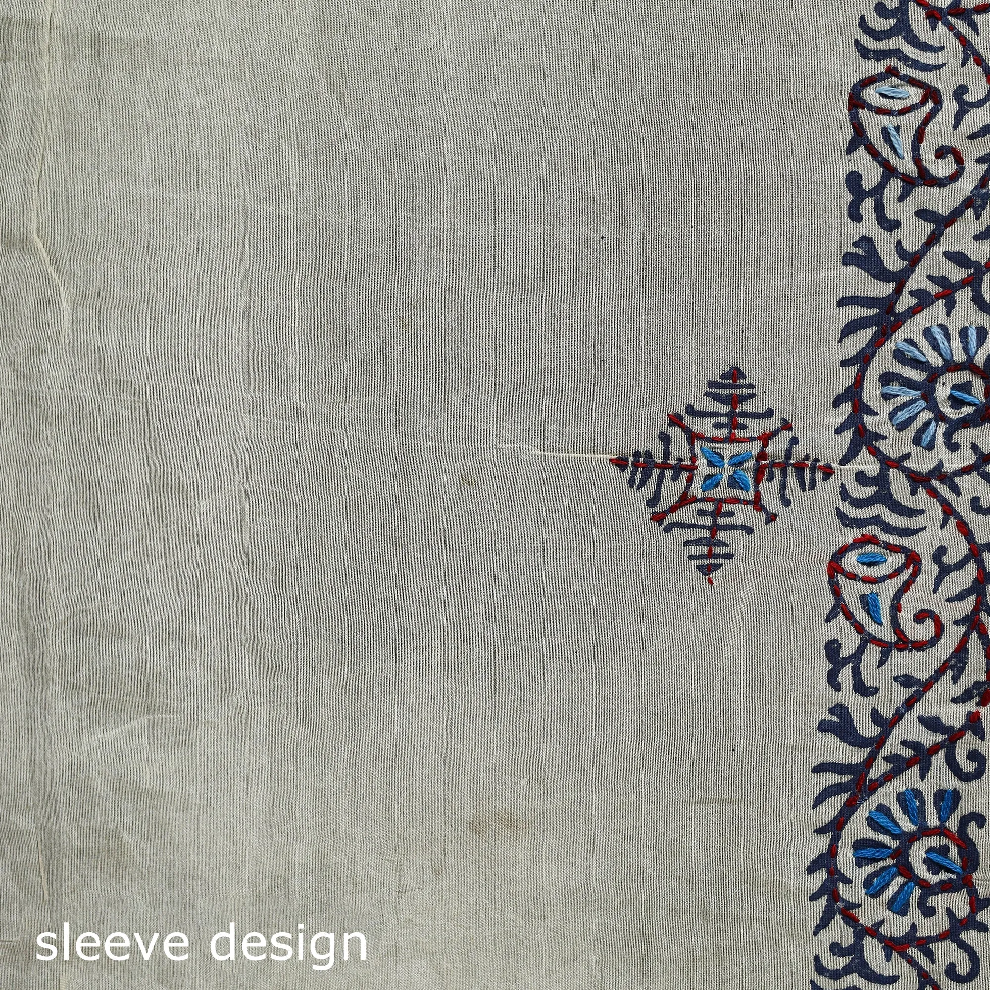 Hand Embroidered Chanderi Silk Chapa Work Phulkari Saree 19 sold by Itokri product image thumbnail 5