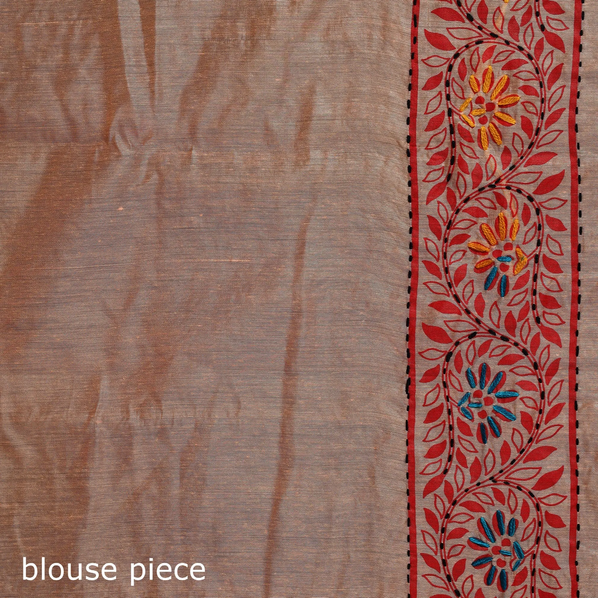 Hand Embroidered Chanderi Silk Chapa Work Phulkari Saree 11 sold by Itokri product image thumbnail 5