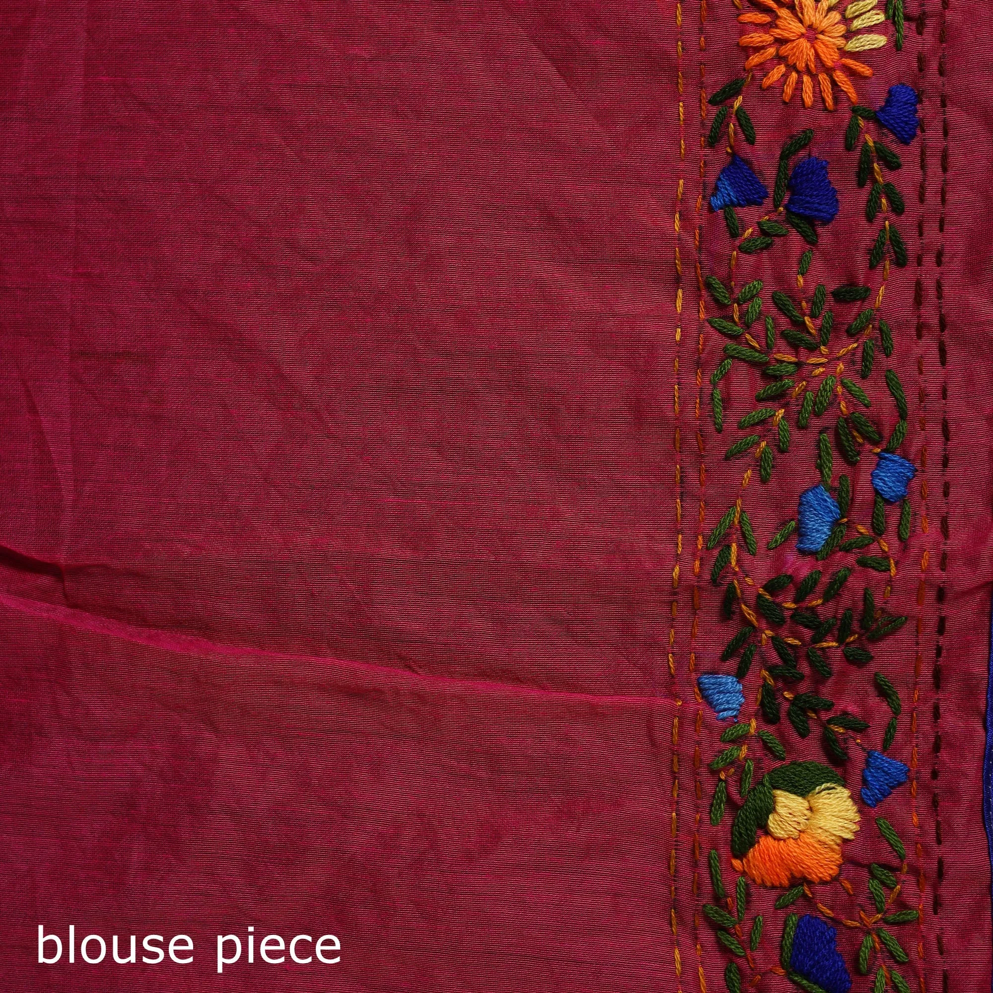 Pink - Hand Embroidered Chanderi Silk Chapa Work Phulkari Saree 02 sold by Itokri product image thumbnail 4