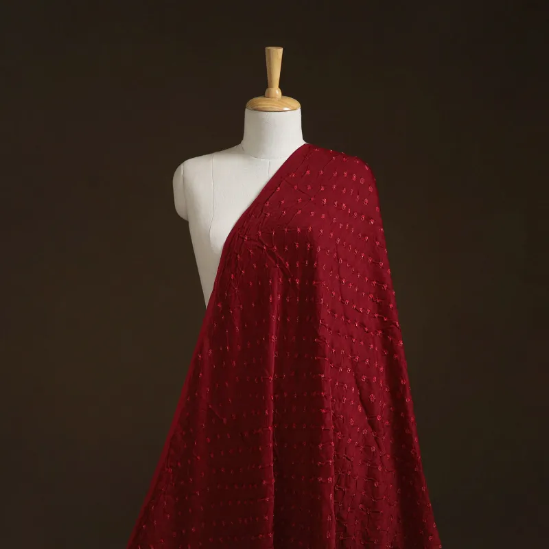 Red - Kutch Tie-Dye Modal Silk Bandhani Fabric 02 made by Itokri