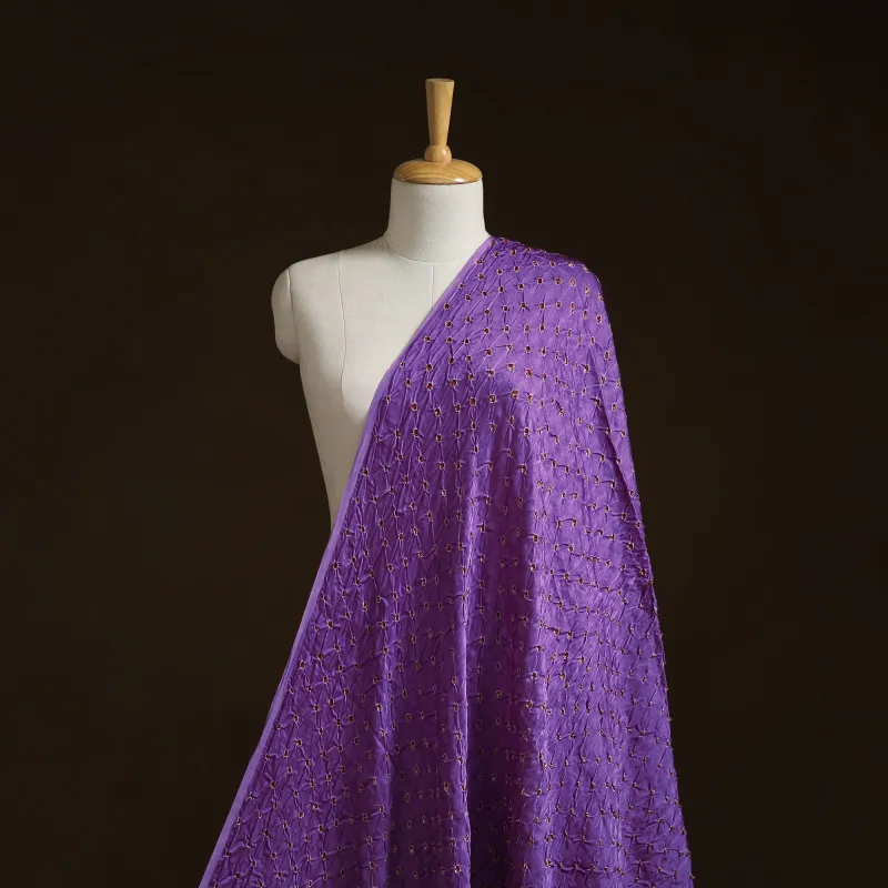 Purple - Kutch Tie-Dye Modal Silk Bandhani Fabric 09 made by Itokri