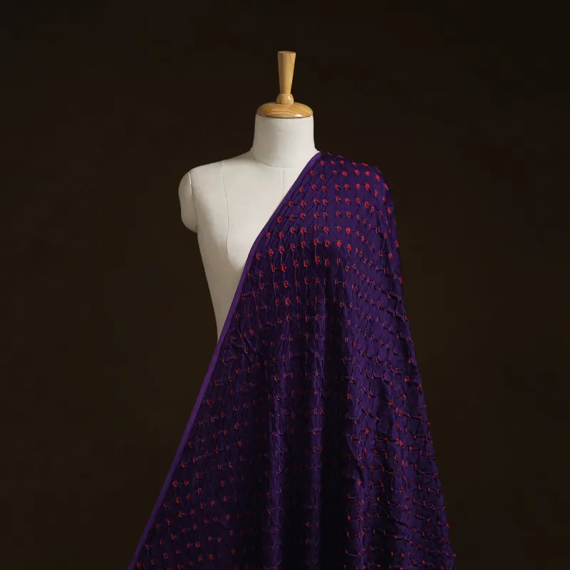 Purple - Kutch Tie-Dye Modal Silk Bandhani Fabric 13 made by Itokri