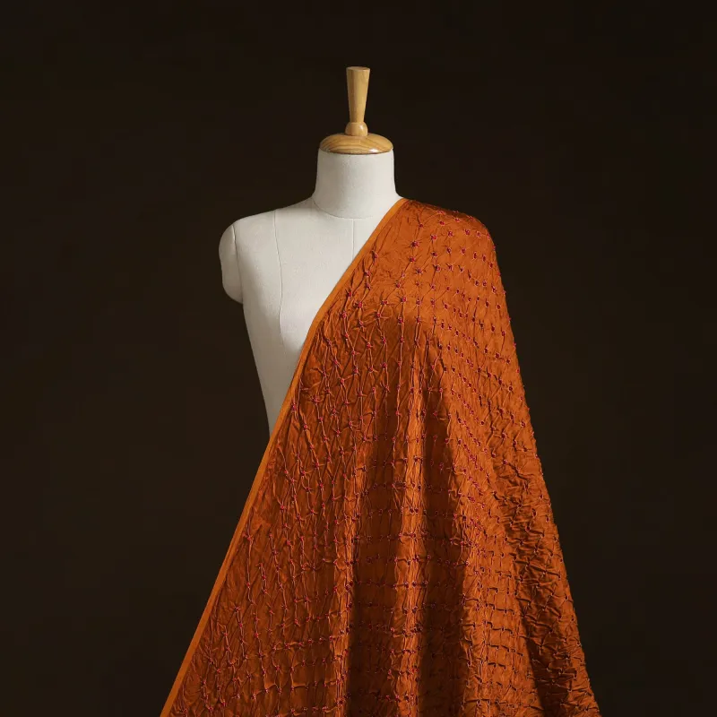 Orange - Kutch Tie-Dye Modal Silk Bandhani Fabric 16 made by Itokri