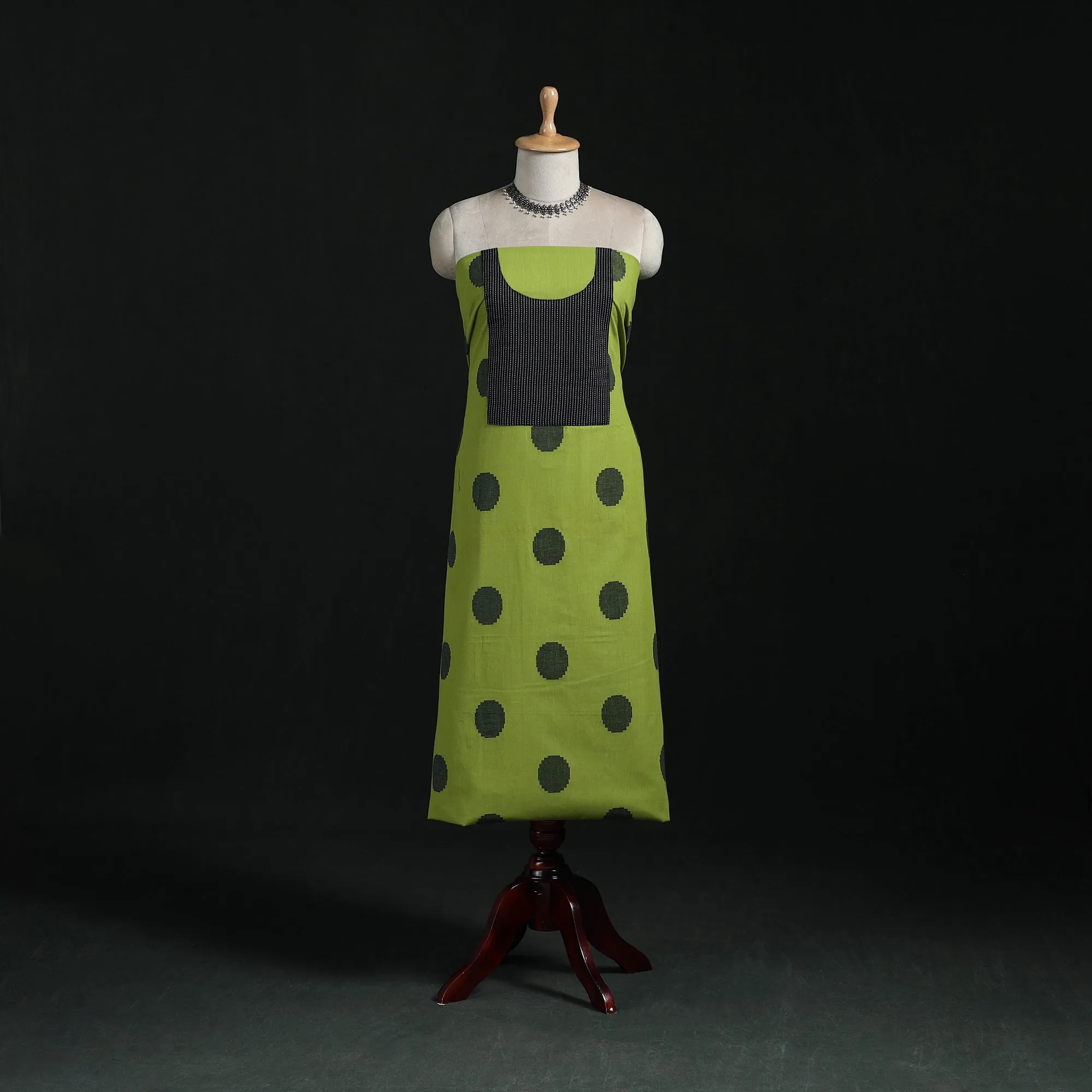 Green - Jacquard Weave Cotton Patchwork Unstitched Kurta Material (2.5M) 06 sold by Itokri
