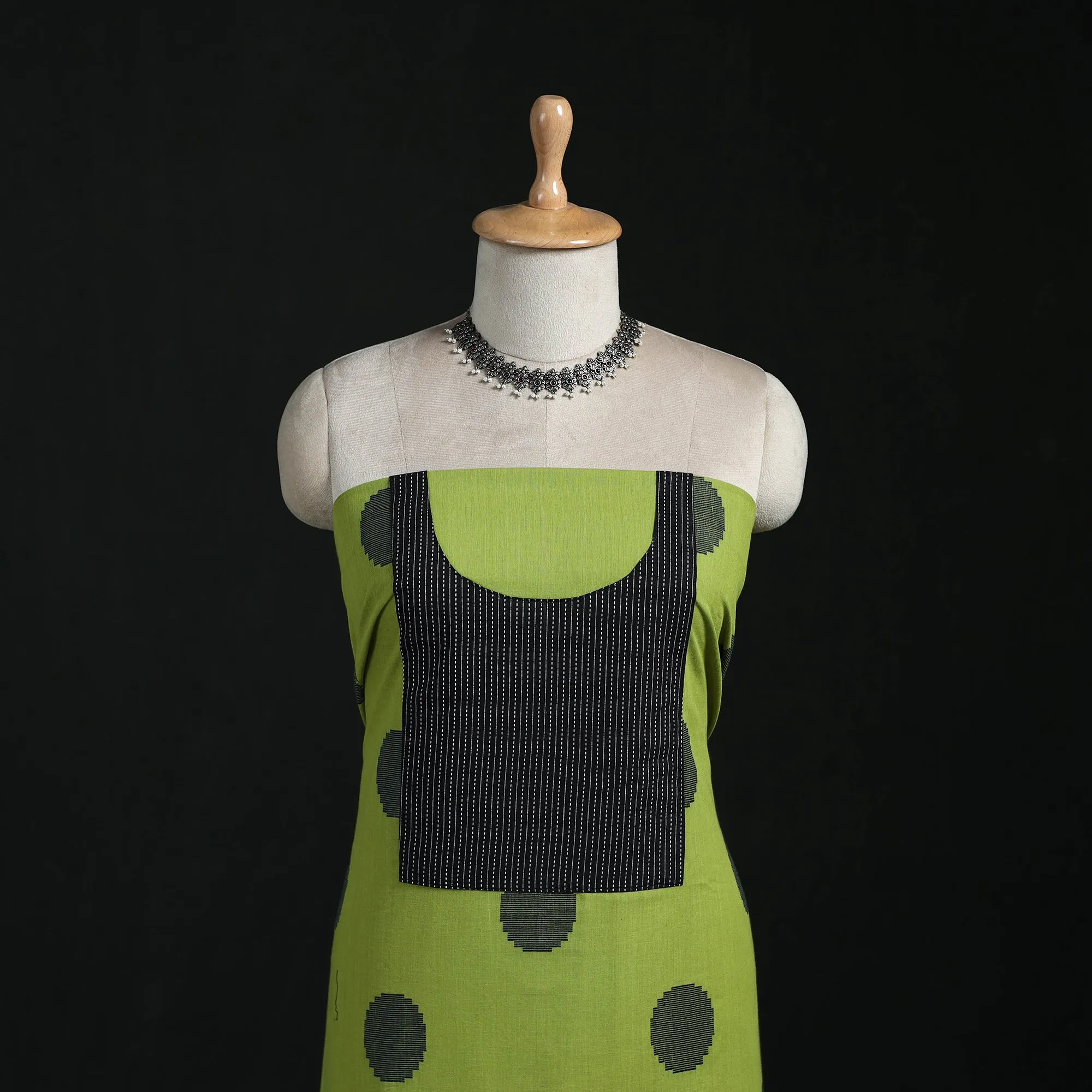 Green - Jacquard Weave Cotton Patchwork Unstitched Kurta Material (2.5M) 06 sold by Itokri product image thumbnail 2