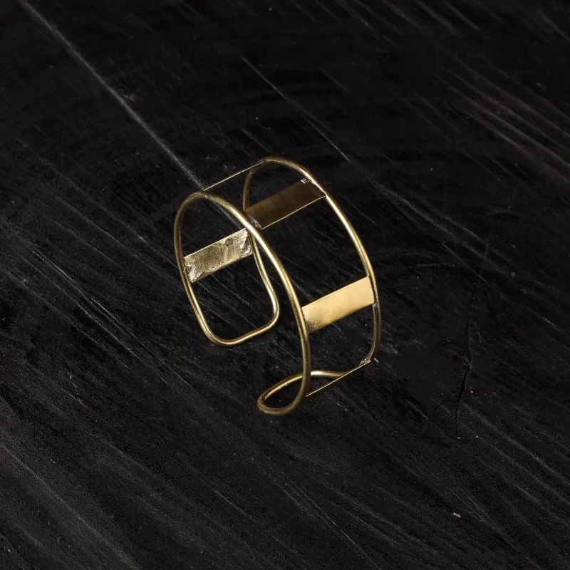 Yellow - Dokra Brass Handcrafted Cuff Bracelet (Adjustable) 20 made by Itokri