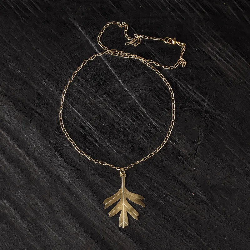 Yellow - Seven Leaf Dokra Brass Handcrafted Chain Necklace 17 made by Itokri