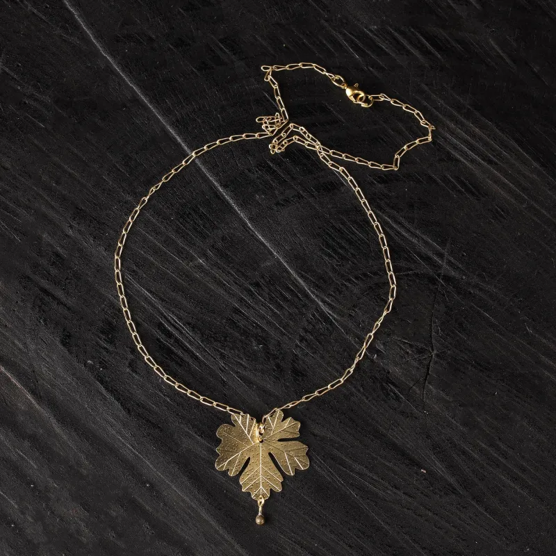 Yellow - Leaf Dokra Brass Handcrafted Chain Necklace 18 made by Itokri