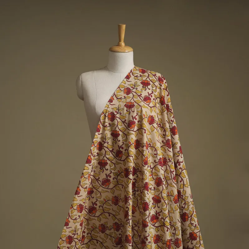 Beige - Printed Cotton Kalamkari Fabric 17 made by Itokri