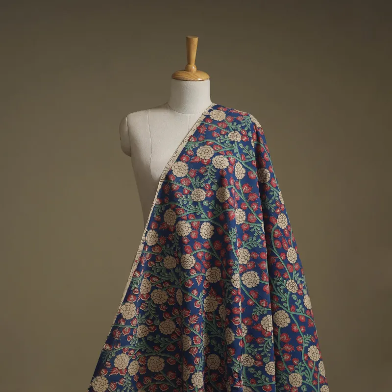 Blue - Printed Cotton Kalamkari Fabric 10 made by Itokri