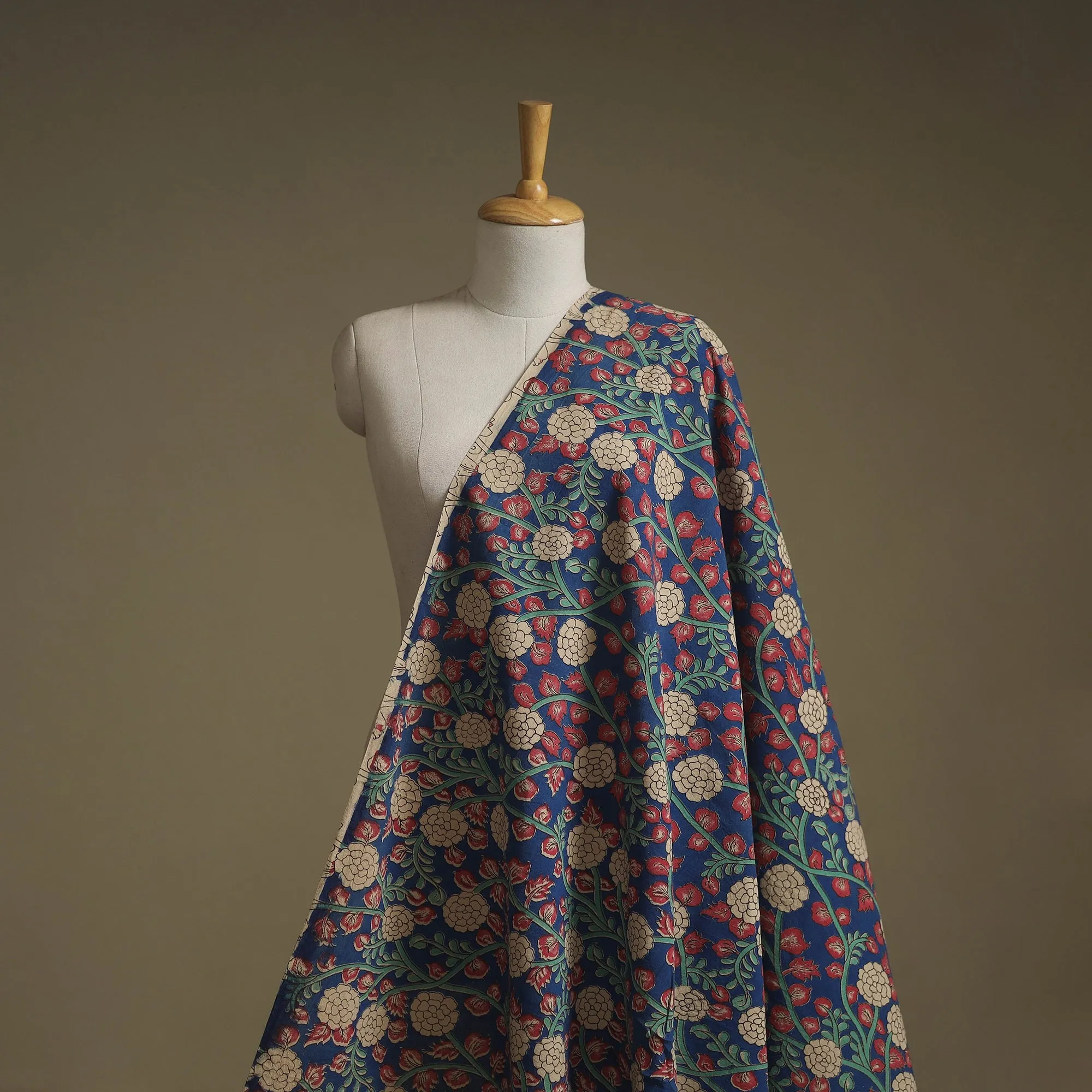 Blue - Printed Cotton Kalamkari Fabric 10 sold by Itokri