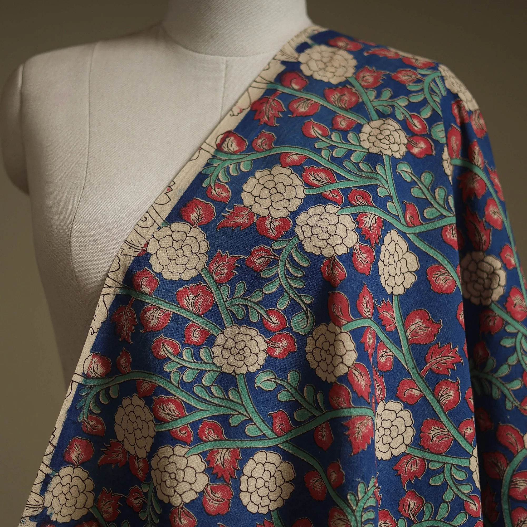 Blue - Printed Cotton Kalamkari Fabric 10 sold by Itokri product image thumbnail 2