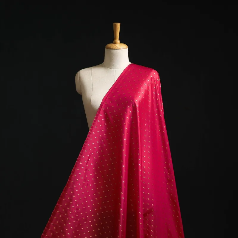 Pink - Brocade Viscose Banarasi Fabric 08 made by Itokri