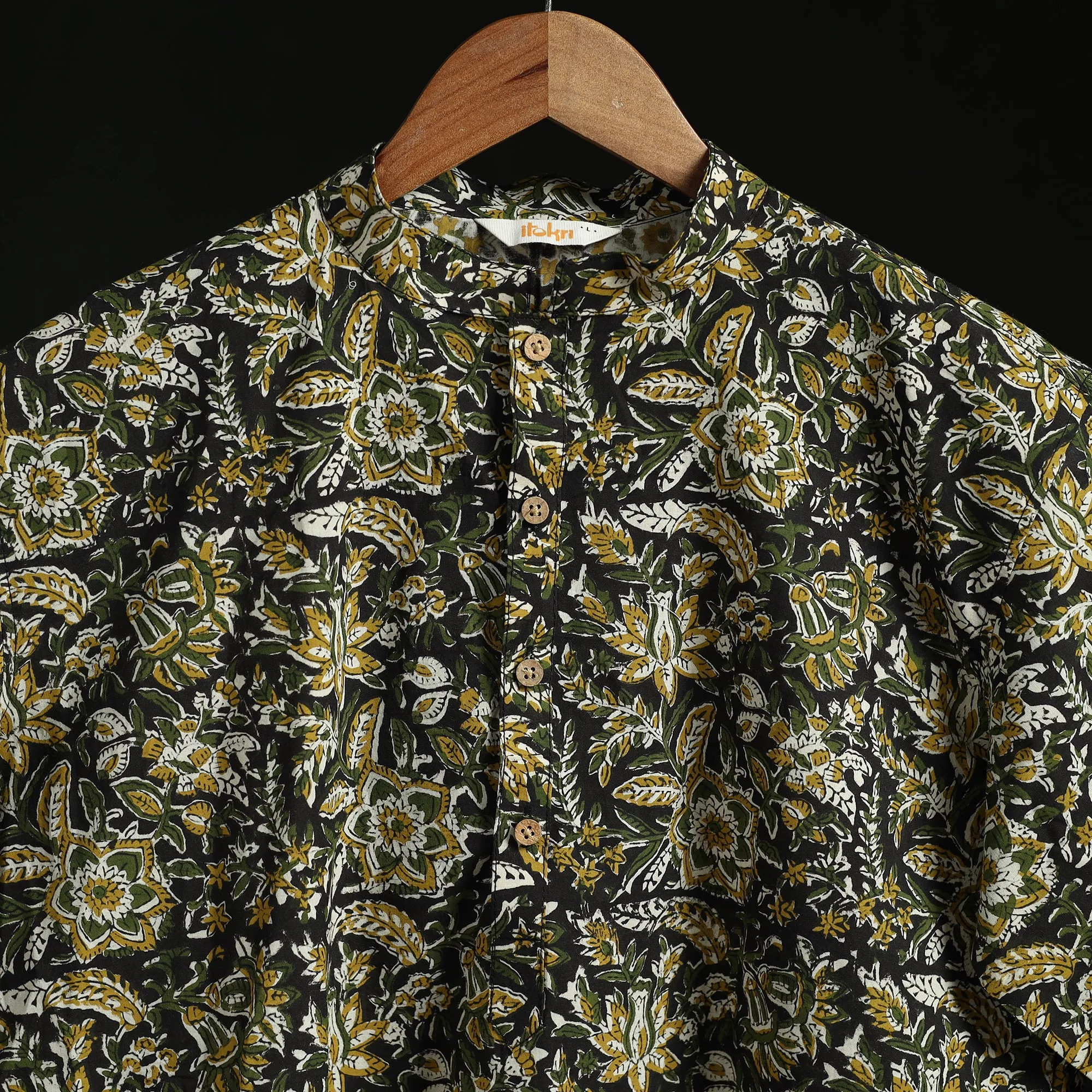 Hand Block Print Natural Dyed Cotton Short Bagru Kurta for Men 09 sold by Itokri product image thumbnail 3