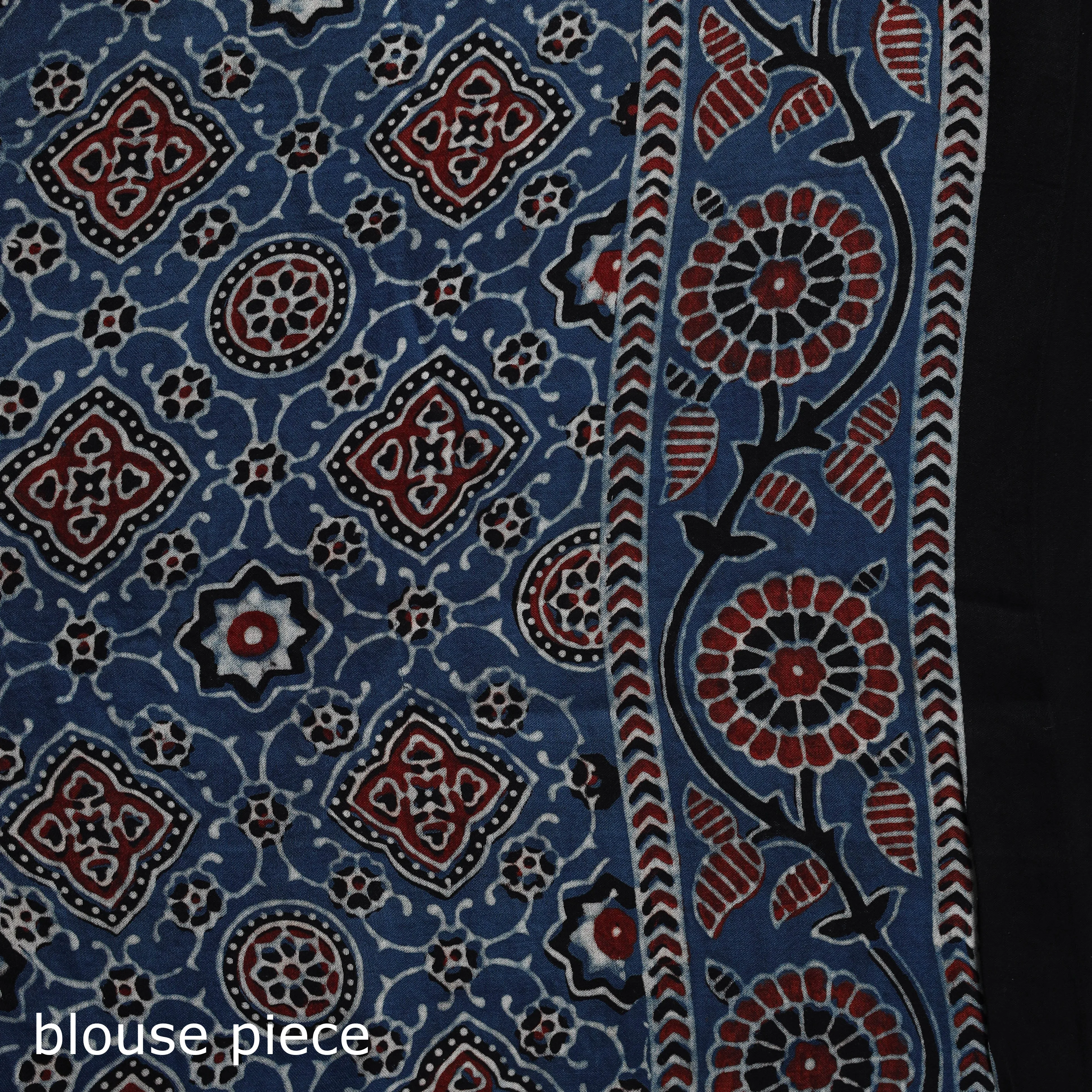 Blue - Natural Dyed Modal Silk Kutch Hand Block Print Ajrakh Saree 02 sold by Itokri product image thumbnail 5