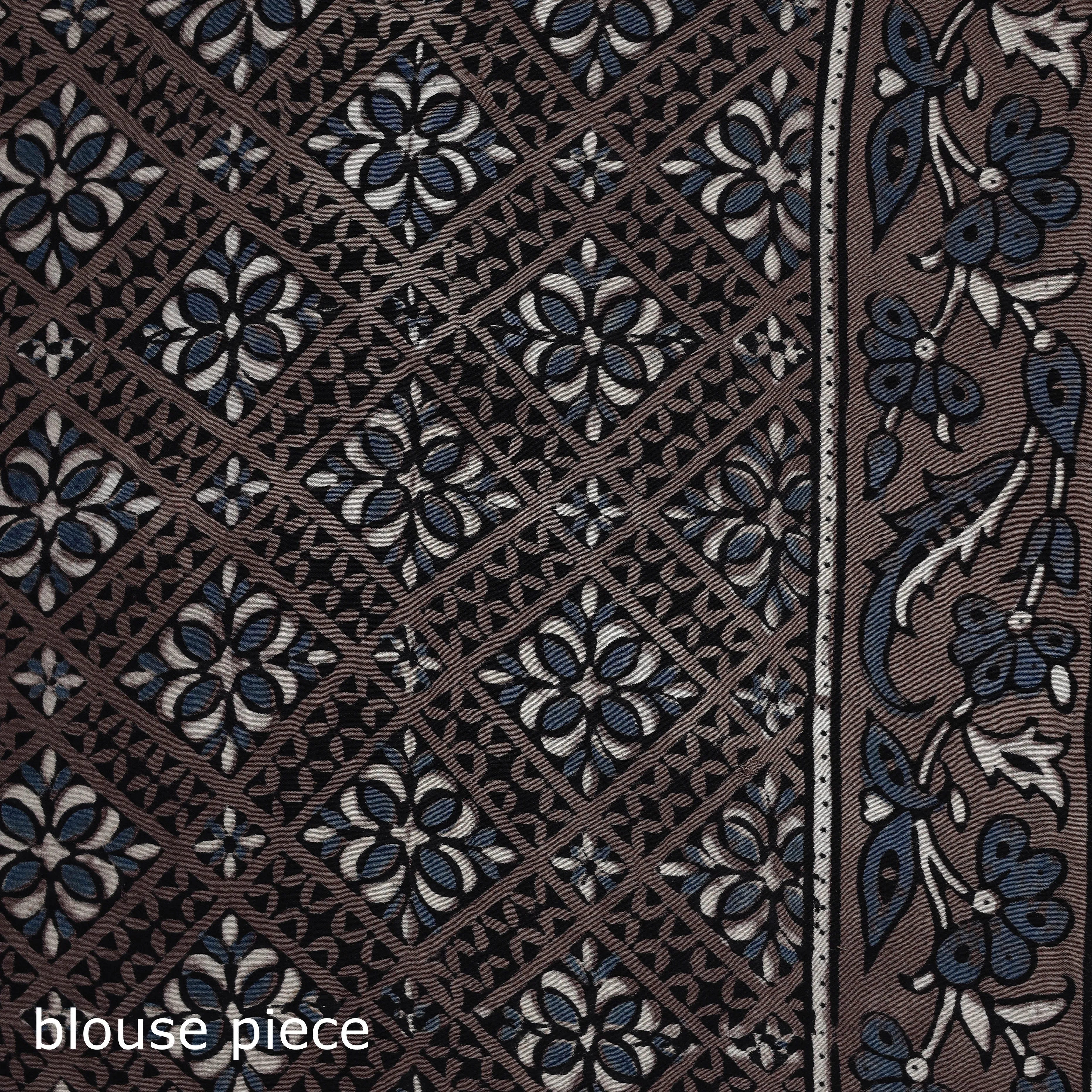 Brown - Natural Dyed Modal Silk Kutch Hand Block Print Ajrakh Saree 01 sold by Itokri product image thumbnail 5