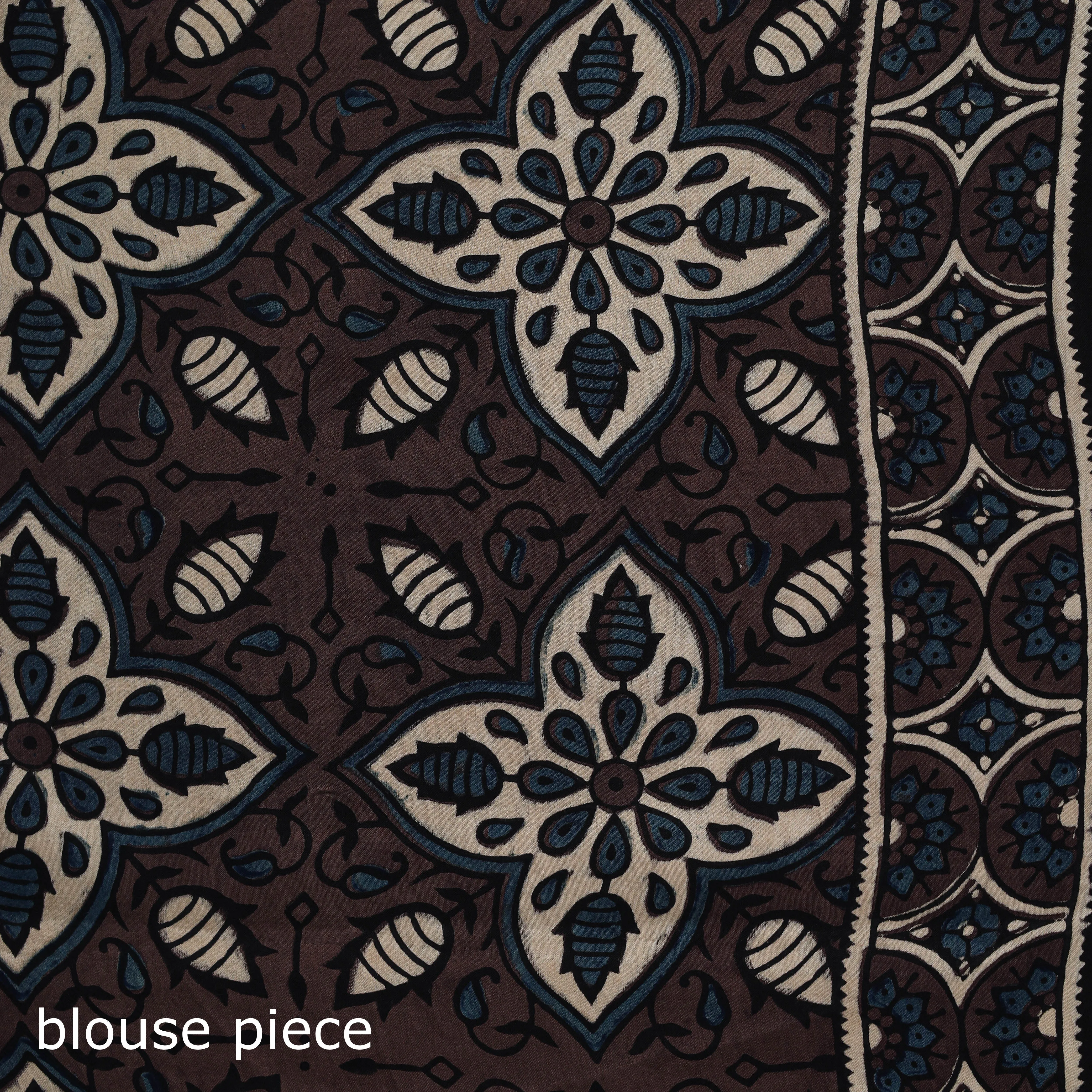 Brown - Natural Dyed Modal Silk Kutch Hand Block Print Ajrakh Saree 09 sold by Itokri product image thumbnail 5